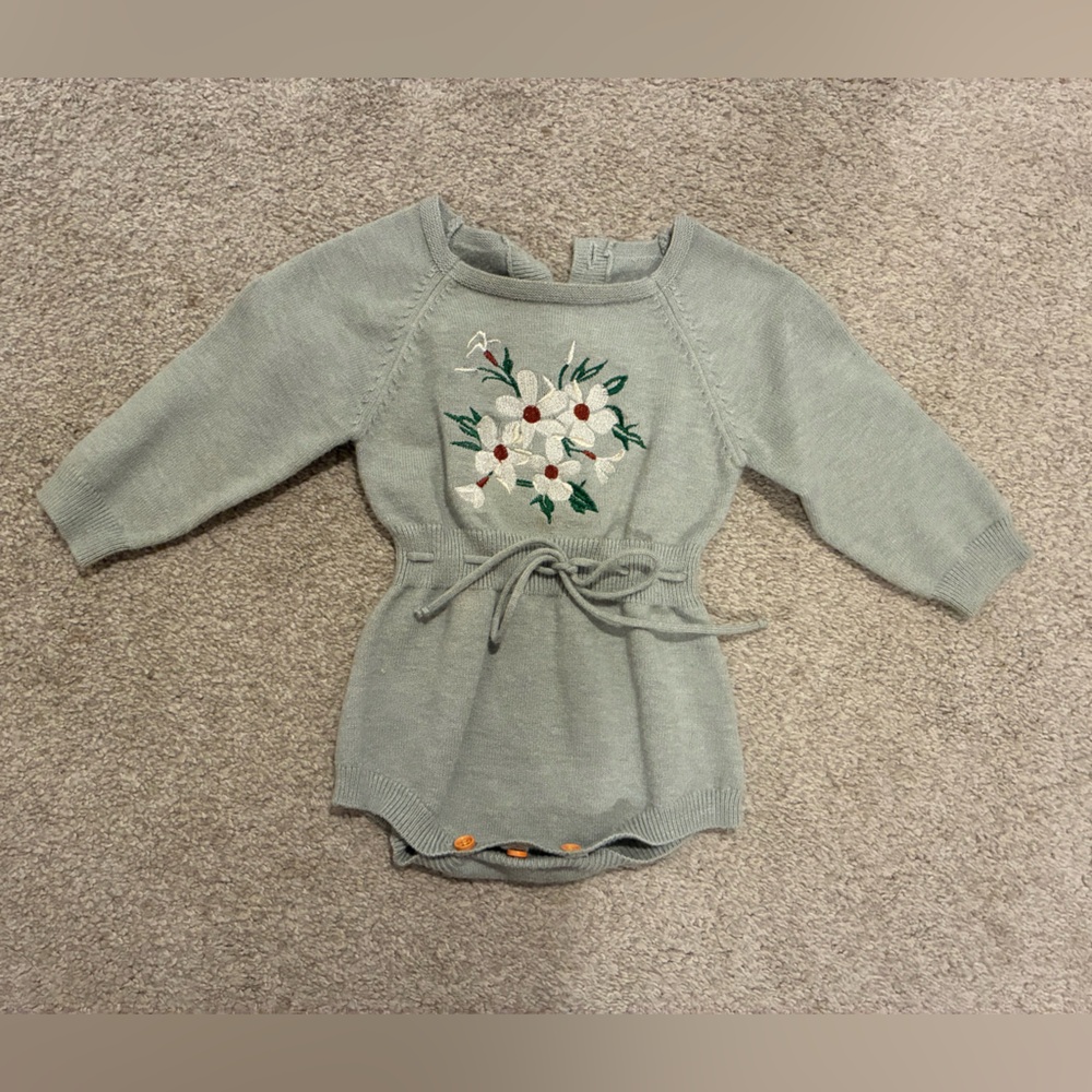 Floral Embroidered Baby Romper